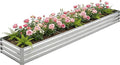10x2x1FT Galvanized Raised Garden Bed Outdoor Patio Large Rectangular Metal Planter BoxesPlant Container Kit for Gardening Vegetables Flowers HerbsSilver1 Pack