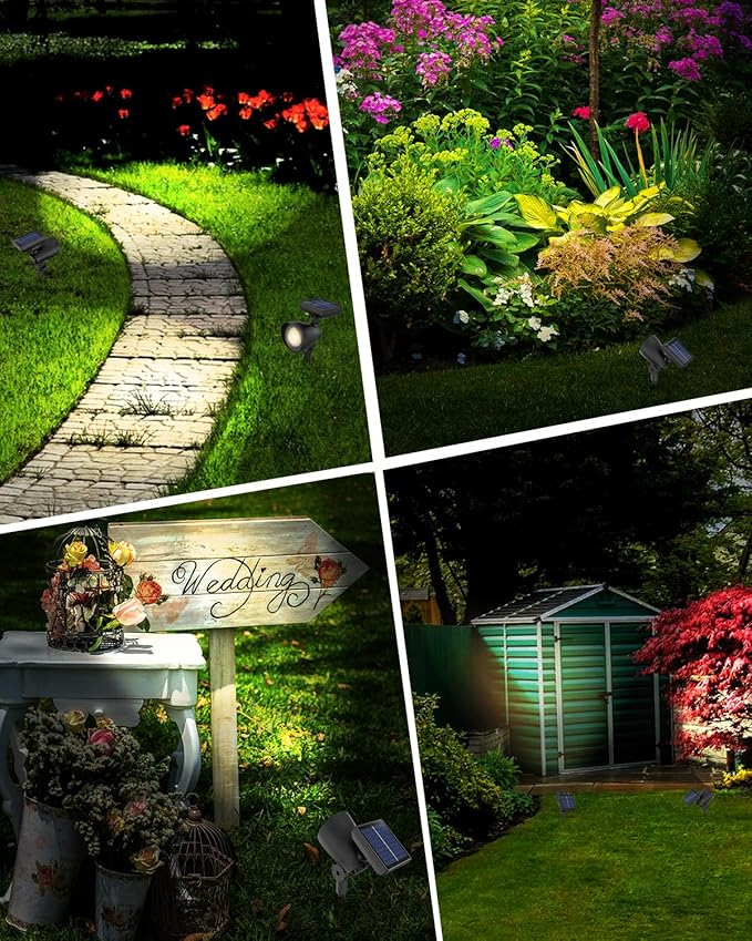 Solar Lights Outdoor Solar Spot Lights Outdoor 6 Pack IP44 Waterproof Solar Spotlights Auto On/Off Solar Powered Garden Lights for Yard Pathway Driveway (Warm White) Bright Pathway