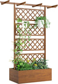 Outsunny Wood Planter Box with Trellis Raised Garden Bed Privacy Screen Planter Box for Climbing Plants Vines Vegetables Flowers 63 x 21.75 x 72