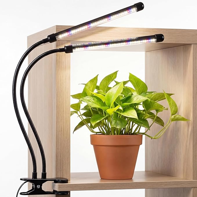 Bloom Lume LED Grow Lights for Indoor Plants Full Spectrum - Features Multi Mode Color Spectrums Dimmable Auto Timer Clip on Goosneck Plant Lamp