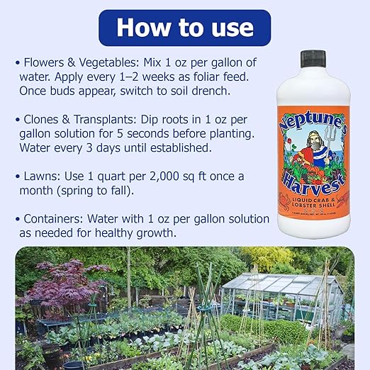 Neptune’s Harvest Organic Crab &amp Lobster Shell Multi-Purpose Liquid Fertilizer (2-0-2) - 36oz Bottle - Rich in Nutrients Soil Fertilizer - Plant Food for Lawns Gardens and Vegetables