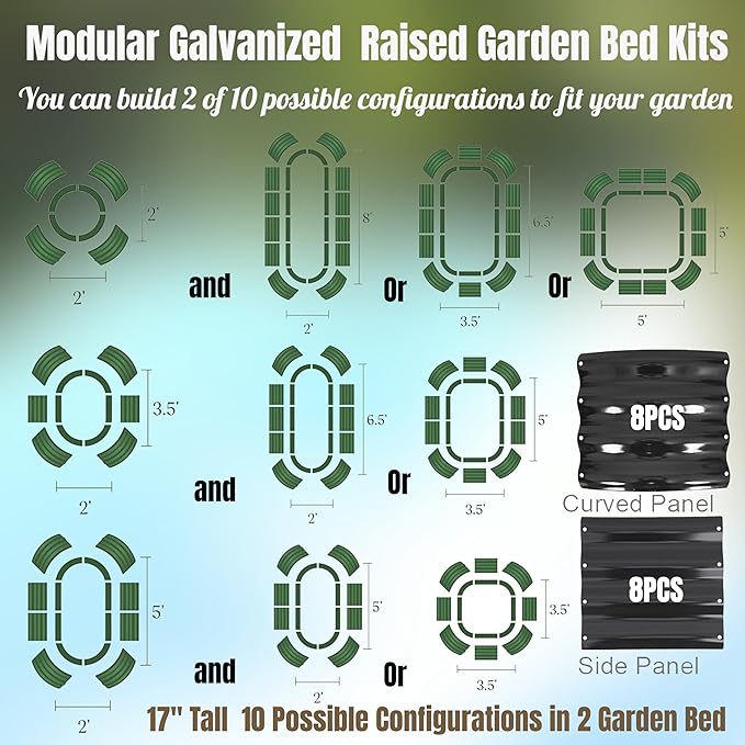 NestNature Modular Galvanized Raised Garden Bed Kits 17 Tall 10-in-2 Outdoor Metal Raised Planter Bed for Planting Plants Vegetables Fruits Flowers Herbs Gardening Ground Planter Box-Gray