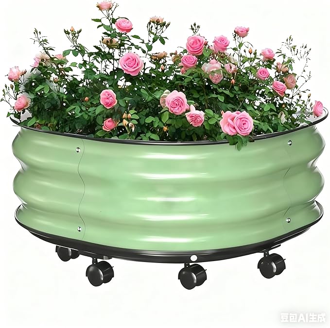 CNCEST Metal Planter Box with Wheels Raised Garden Bed Kit with Safety Edging Planting Bed for Gardening Vegetables FlowerMobile Metal Planting Box with Wheel23.6 x 23.6 x 11.8