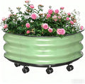CNCEST Metal Planter Box with Wheels Raised Garden Bed Kit with Safety Edging Planting Bed for Gardening Vegetables FlowerMobile Metal Planting Box with Wheel23.6 x 23.6 x 11.8