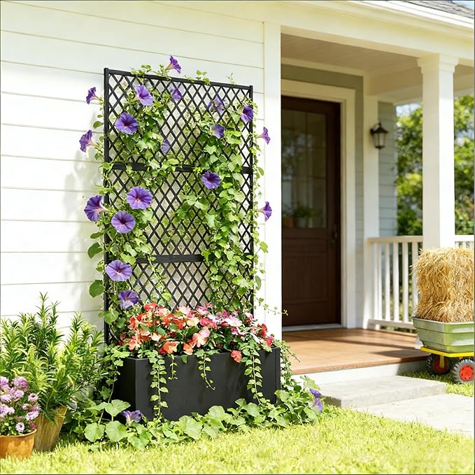 Modern Modular Planter Wall Freestanding Metal Raised Bed for Landscape Design - Create Custom Privacy Screens or Green Dividers on Deck Balcony or as a Garden Room Separator