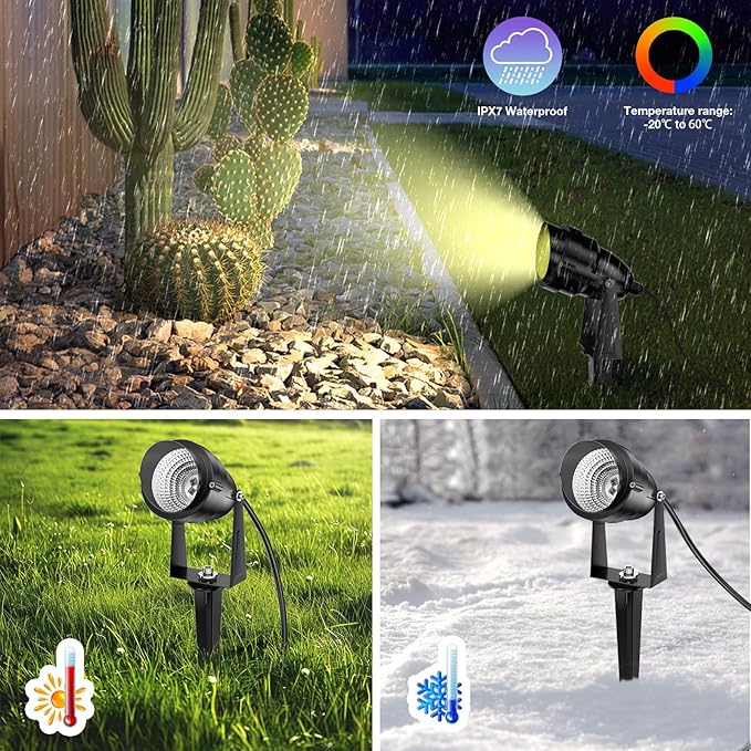 1500LM LED High Brightness Outdoor Landscape Lighting 15W RGB Color Changing Landscape Lights Remote Control Spot-Lights with Plug in IP66 Waterproof Flood Light for Garden-4 Packs