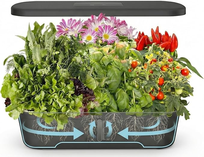 Soil-Free Hydroponics Growing System - 12 Pods with Smart LED Screen Adjustable Height 4L Tank LED Grow Light for Indoor Plants Grow Herbs Year-Around Hydro Garden Gifts for Plant Lovers