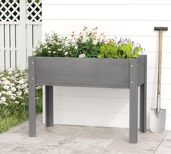 40x20x31 inch Raised Garden Bed with Legs Elevated Wooden Planter Box for Outdoor Plants Flowers Fruits Vegetable Herb Growing