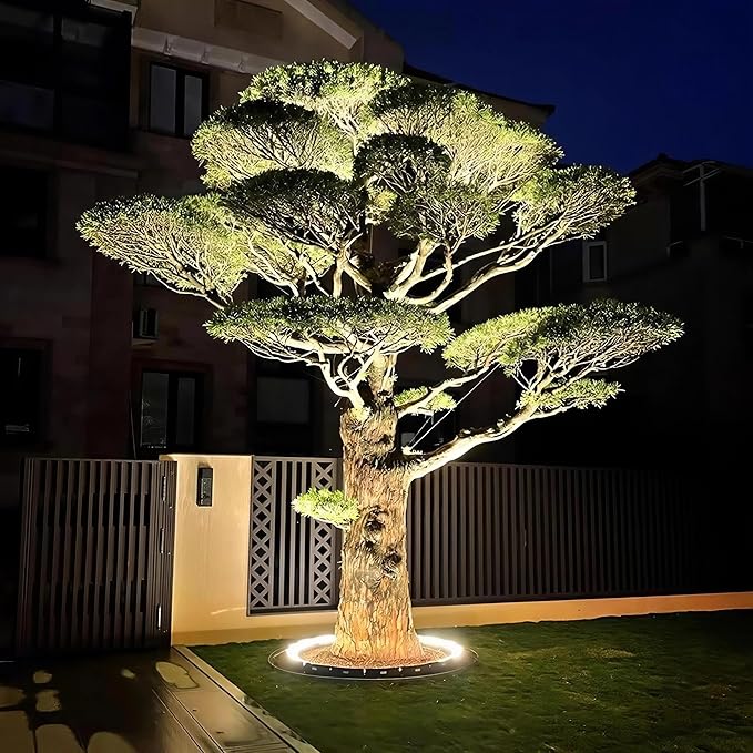 Interlocking Ring Tree Lights Outdoor - IP65 Waterproof 24V LED Landscape Uplighting 3000K Warm White for Palm Trees &amp Garden Expandable Aluminum Spotlights(4 Pack)