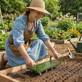Seed Spacer Tool - Innovative Steel Gardening Template for Organized Planting &amp Bigger Yields – DIY Layout with Interchangeable Pegs Ergonomic Wooden Handle