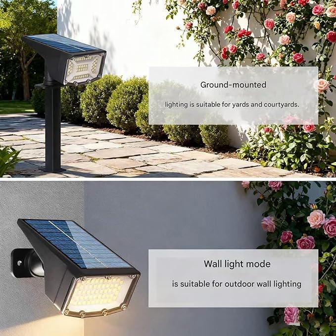 2PCS Solar Floor Spot Lights 53-LED Solar Spotlights 2-in-1 Solar Powered Wall Ground LampLandscape LightingOutdoor Waterproof(2PCS (1.8w-5.5V))