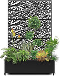 15.7×70.9×47.2 Metal Raised Garden Bed with Trellis and Wheels - Tall Trellis Planter Box for Climbing Plants Vegetables &amp Vines - Outdoor Privacy Planters for Patio (Black-Spring)