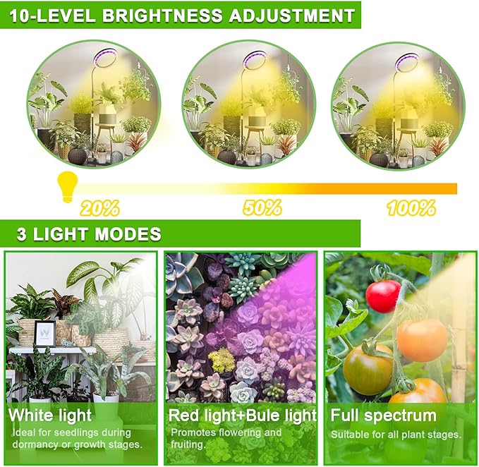 yadoker Grow Light for Indoor Plants160 LEDs Full Spectrum Standing Plant Grow Light with 3H/6H/9H Timer10-Level Brightness 51 Height AdjustableFlow Grow Lamp for Tall Large Indoor Plants
