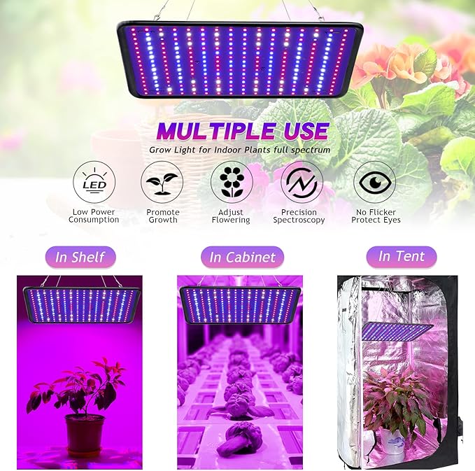Grow Light for Indoor Plants - SERWING 200W LED Grow Light Full Spectrum Plant Growing Lamp for Indoor Cultivation Greenhouse Grow Tent Hydroponics (Full Spectrum)