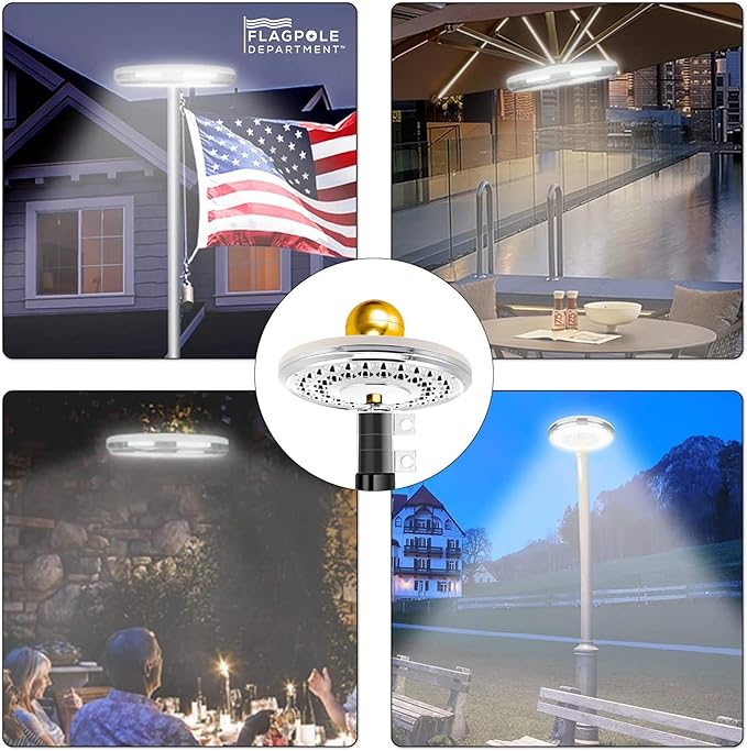 Ultra Bright Solar Powered Flag Pole Light | 100% Coverage with 48 LEDs | 14-Hour Dusk to Dawn | Waterproof | Obey The U.S. Flag Code | Auto ON/Off System | Easy to Install