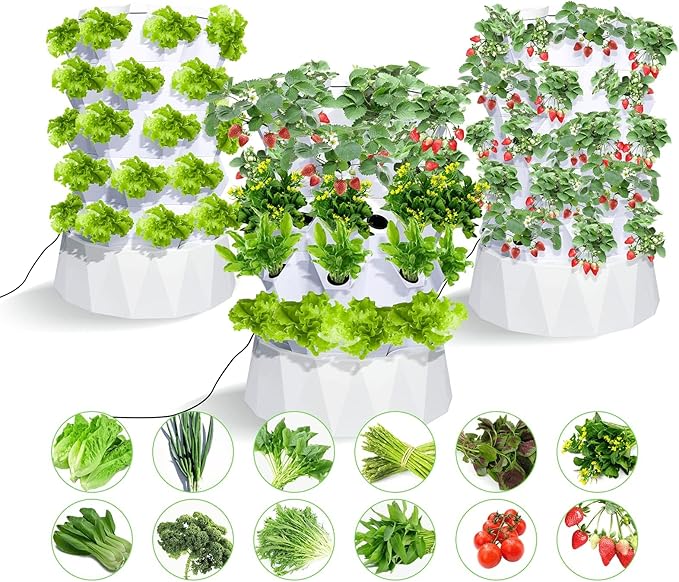 Hydroponics Growing System Hydroponics Growing Sys Hydroponic Kit Gardening Sys Vertical Tower with Hydrating Pump Timer Hydroponic Aeroponic Tower