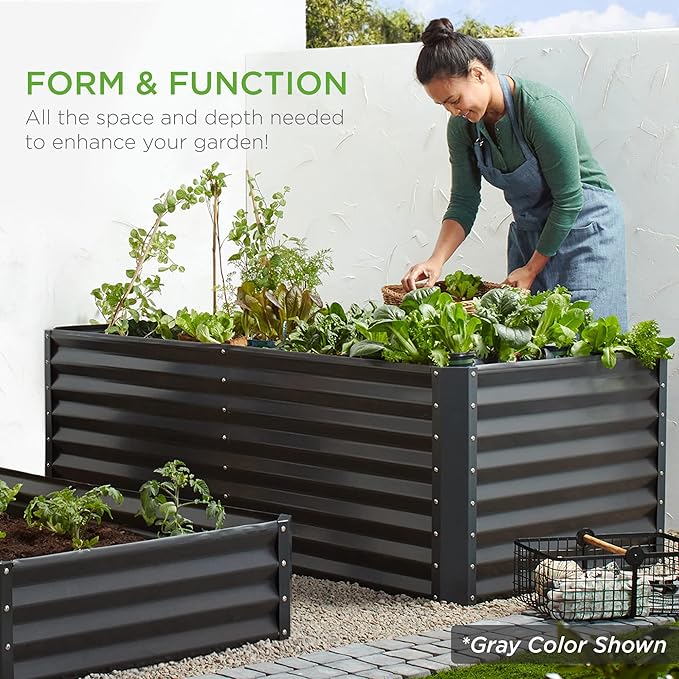 Best Choice Products 6x3x2ft Outdoor Metal Raised Garden Bed Deep Root Box Planter for Vegetables Flowers Herbs 269 Gallon Capacity 100% Non Toxic Materials - Terracotta
