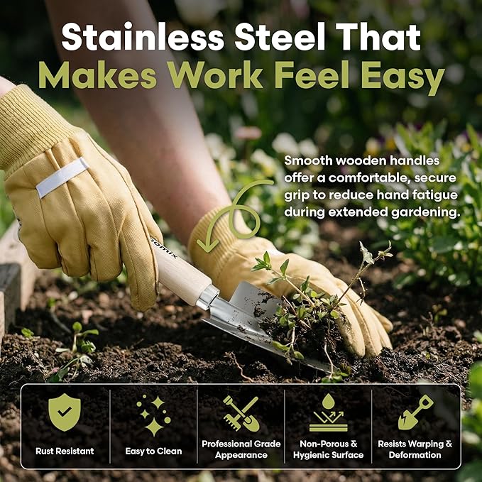 Bloomix 12Pcs Gardening Tools Set - Heavy Duty Garden Tools Set with Tool Bag Kneeling Pad Apron &amp More Garden Accessories - Stainless Steel Plant Care Kit Supplies Gardening Gifts for Women Me