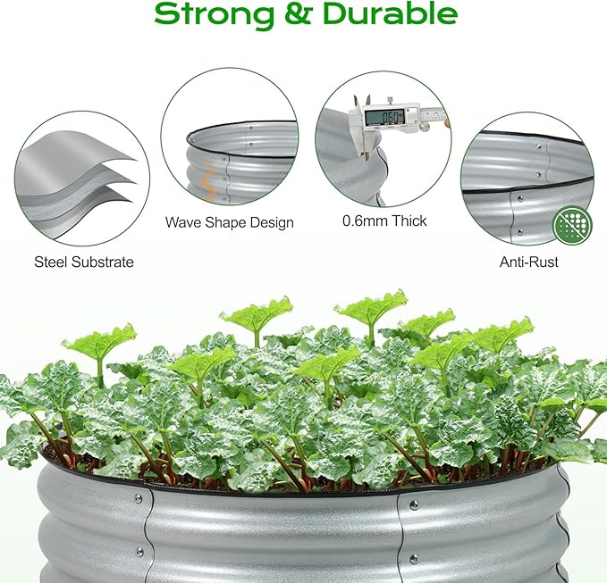 Aoodor 2 Pack 9 Tall 30 Metal Raised Garden Bed Outdoor Planter Box and Raised Garden Kit for Vegetables Flowers Arugula and Herbs Silver