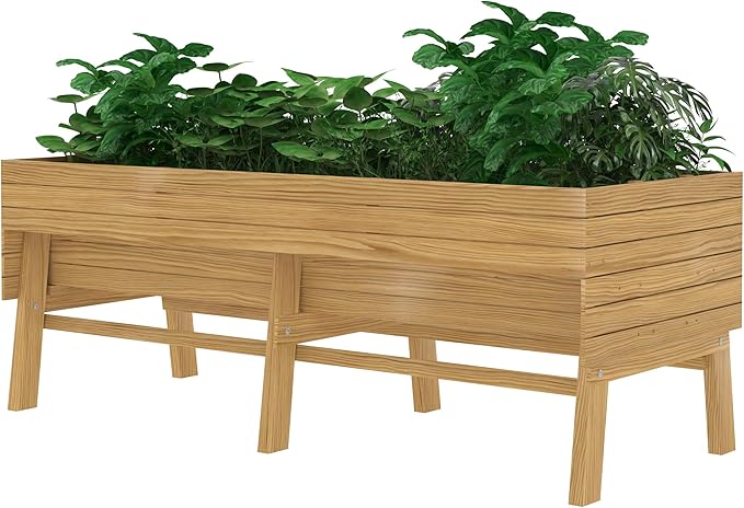 BlueWish 28.5 H Raised Garden Beds Outdoor Raised Garden Bed with 837 lbs Capacity Detachable Liner Planter Box for Outdoor Patio Backyard Natural
