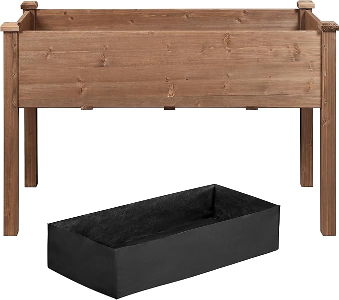 Topeakmart Wooden Garden Planter Boxes 48 X 23 X 30in Elevated Raised Garden Bed Outdoor with Legs Wooden Gardening Box for Flower/Vegetable/Herb/Tomato/Backyard/Patio 1pc