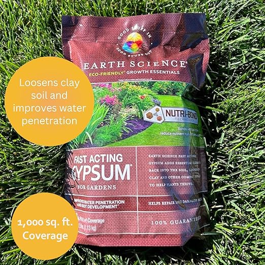 Earth Science Fast Acting Gypsum Granules—5 lb— Soil Conditioner Adds Calcium Repairs Salt Damage &amp Root Growth with Nutri-Bond Runoff Reduction Technology