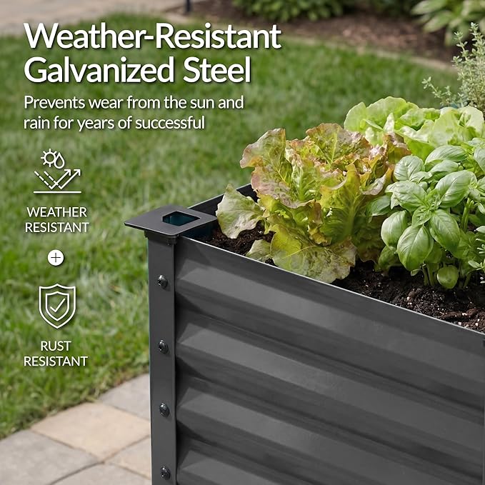 Best Choice Products 48x24x30in Galvanized Raised Garden Bed Metal Elevated Planter Box Vegetable Garden for Backyard Patio Balcony - Charcoal