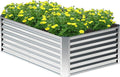 4x2x2FT Galvanized Raised Garden BedPlanter Raised Beds-Metal Garden BoxLarge Plant for Outdoor Planting Vegetables BedFlowerherb-Silver