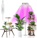 KINGPLUS Grow Lights with Stand Three Heads Full Spectrum LED Grow Light for Indoor Plants 360 Leds 4 Dimmable Levels Timer 4/8/12h 12-60inches Height Adjustable 48w Ideal for Desk Small Plant