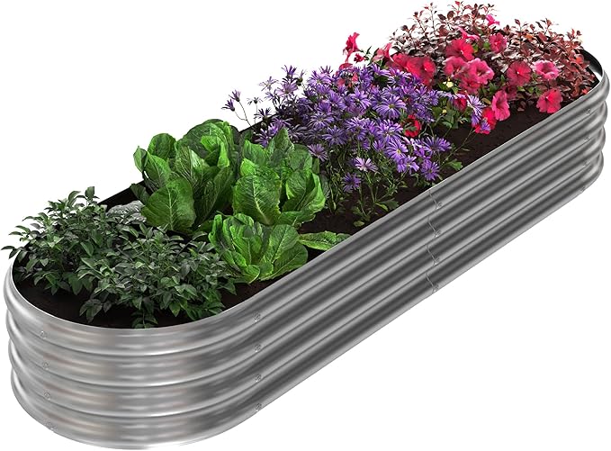 Galvanized Raised Garden Bed - 82x35x11in Planter Box with Open Bottom and Anti-Rust Coating - Easy-to-Assemble Elevated Flower Bed by Pure Garden