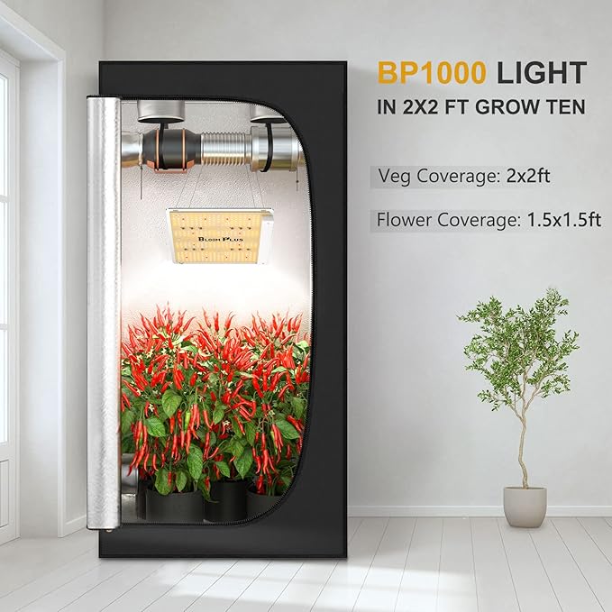 Bloom Plus LED Grow Light BP1000 for Indoor Plants Full Spectrum Grow Lamp with 336 High-Efficiency Diodes 2x2 ft Coverage for Seedling Vegetables and Flowering