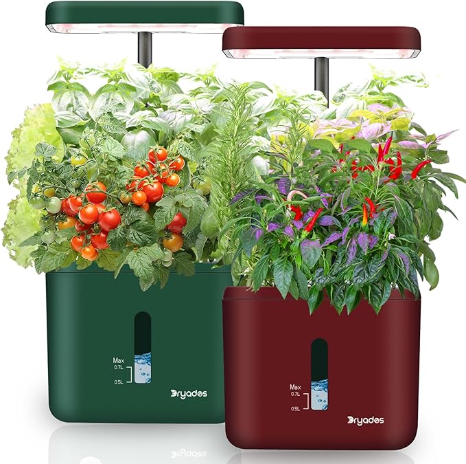 2-Pack Indoor Planting System Smart Soil Growing Kit with 17-W LED Grow Light Automatic Timed Watering Planters Gift for Friends/Women (No Seeds&ampSoil)