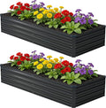 8x2x1 ft(2 Pack) Galvanized Raised Garden BedOutdoor Planter Box Metal Patio Kit Planting Bed for Vegetables Flowers and SucculentsBlack