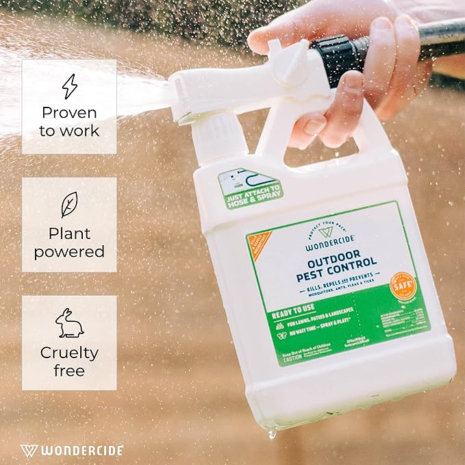 Wondercide - Outdoor Pest Control Spray with Natural Essential Oils - Mosquito Ant Insect Repellent Treatment Killer - Safe Around Pets Kids 32 oz