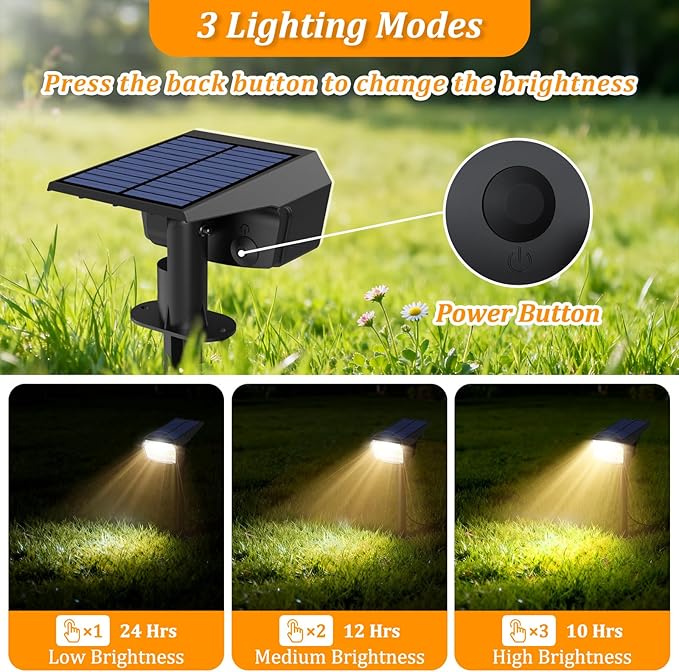 Sucolite 6-Pack Solar Spot Lights Outdoor Waterproof IP65 3 Lighting Modes 2-in-1 Solar Landscape Spotlights for Yard 59 LED Solar Powered Wall Lights for Garden Pathway Driveway Walkway Warm White
