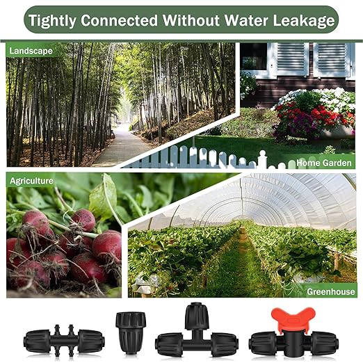 230FT Drip Irrigation System Kit Quick-Connect Automatic Garden Watering Misting System for Greenhouse Flower Beds Yard Lawn Patio Plant with 1/2 Inch Hose 1/4 Inch Distribution Tubing and Accessories