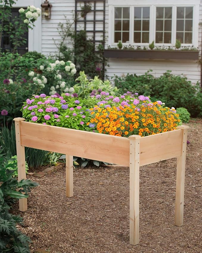 Raised Garden Bed Elevated Wood Planter Box Outdoor and Indoor Planter Box 49Lx24Wx29H Patio Garden Grow Bed for Vegetable Flower