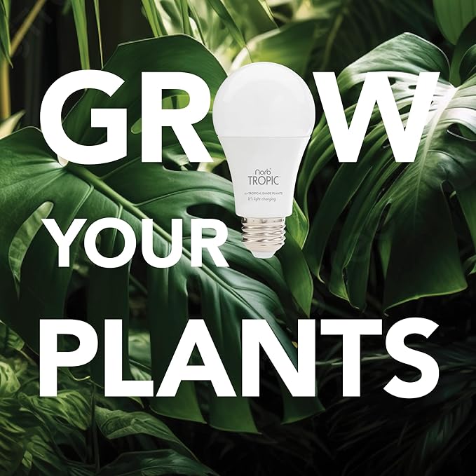 Norb Tropic - Tropical Grow Light Bulb Specialized Green LED for Indoor Houseplants Mimicks Forest Filtered Light Monstera Ficus Orchids &amp Palms Plant Lighting for Home &amp Office A19 9