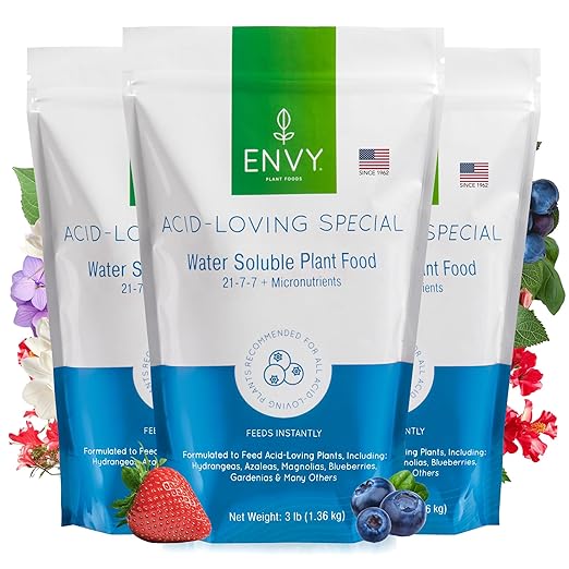 ENVY Plant Foods Acid-Loving Special | Water Soluble Fertilizer | Hydrangea Azalea &amp Berry Plant Food (3lb x3)