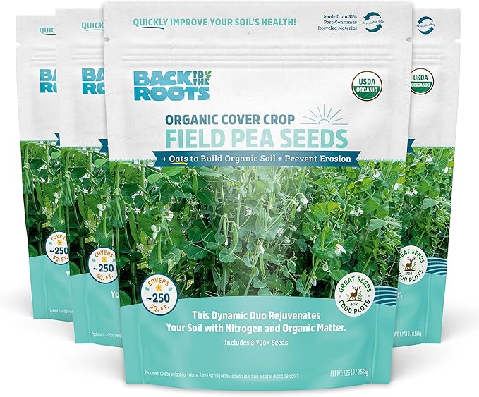 Back to The Roots 100% Organic Field Pea (with Oats) Cover Crop Seeds Covers ~1000 sq. ft.