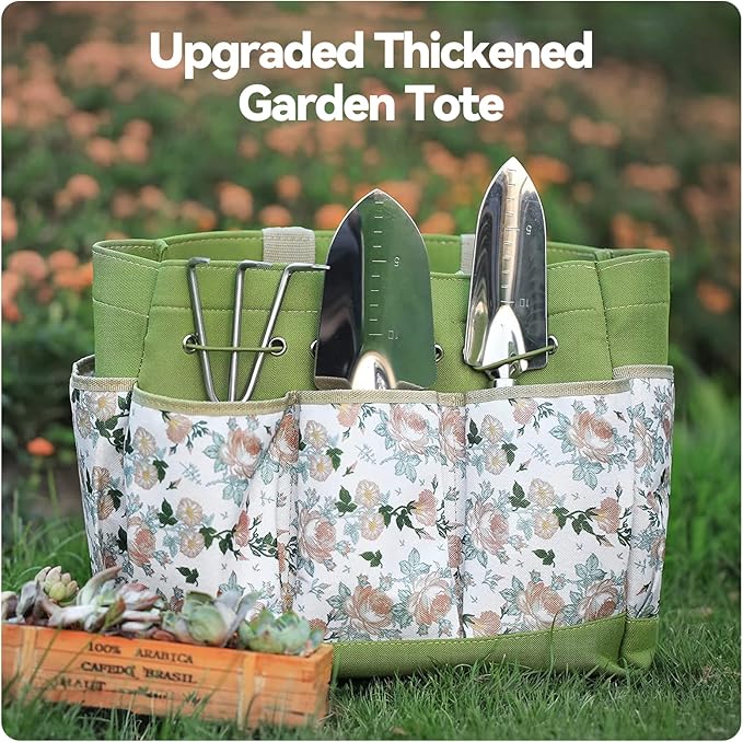 Gardening Tools 9 Piece and 10 Piece Heavy Duty Gardening Tool Set with Flower Organizer Fashionable and Thoughtful Gifts for Garden Women