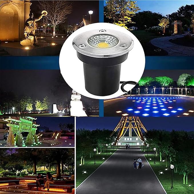 4PCS Recessed Outdoor Spotlights - Outdoor Buried Lights Low Voltage Landscape Light 3W Round Underground Light/COB In Ground LED Light/IP67 Waterproof Mini LWarm White 12V