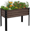 MUPATER 48 L x 24 W x 32 H Galvanized Steel Raised Garden Bed Large Metal Elevated Raised Planter Box with Legs &amp Detachable Black Liner for Backyard Garden Balcony Rustic