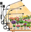 4 Heads Grow Lights for Indoor Plants Full Spectrum LED Plant Lamps with Clips and 120 inch Cables for Seeding Growing(with Adapter)