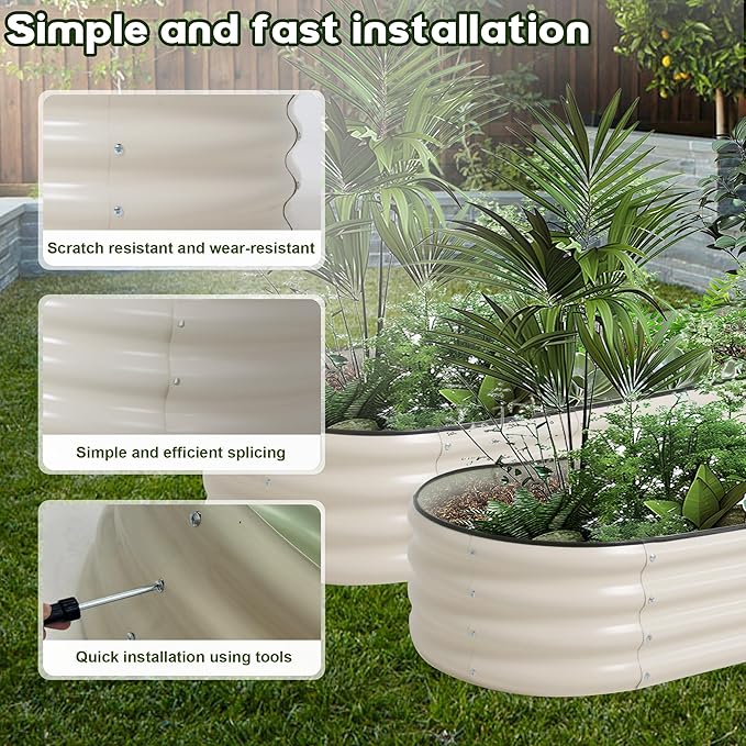 Galvanized Raised Garden Bed Kit Outdoor Metal Garden Planter Box for Backyard Gardening Planting Vegetables and Patio (70.8x23.6x11.8)