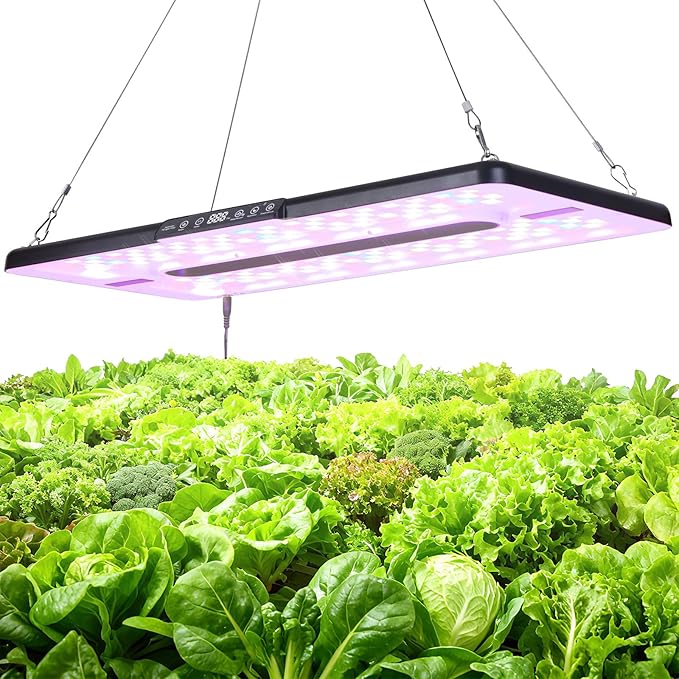 22 x 10 Grow Lights for Indoor Plants and Vegetables Full Spectrum LED Growing Lamp for Indoor Garden Greenhouse - Features Two Smart Light Mode 12~23H Timer - 1 Pack (1 Pack Black)