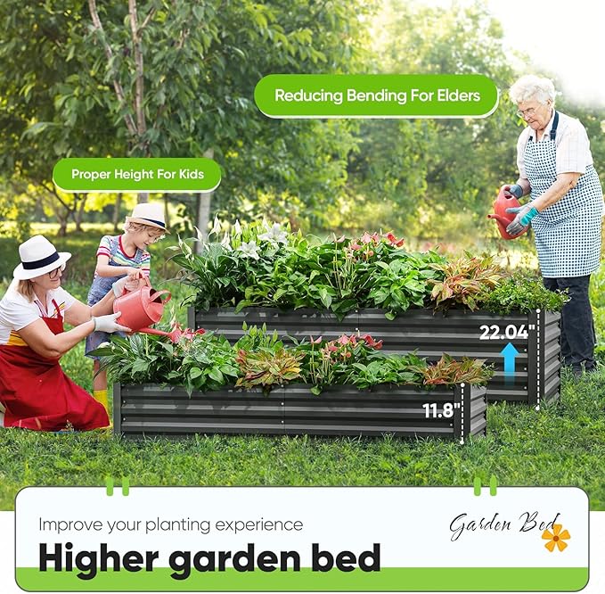Quictent Raised Garden Bed Galvanized Raised Beds for Gardening Vegetables with Cover 6x3x2 ft Tall Metal Planter Box Outdoor Use (Clear)