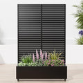 Casaphoria Raised Garden Bed Metal Planter Box with Trellis 72x47x16 for Outdoor Climbing Plants Flowers Vegetables and Vines Privacy Screen with Wheels and Drainage Holes(Black Louvered02)