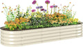 Outsunny 6.5' x 2' x 1' Galvanized Raised Garden Bed Kit Outdoor Metal Elevated Planter Box with Safety Edging Easy DIY Stock Tank for Growing Flowers Herbs &amp Vegetables Cream