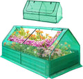 6 x 3.1 x 3FT Raised Garden Bed with Cover &amp Double Window 3-in-1 Raised Planter Box Kit with Double Window &amp Smooth Zippers Galvanized Raised Garden Bed with Small Greenhouse for Flower Her